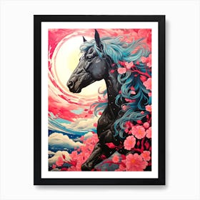 Horse In Cherry Blossoms Art Print