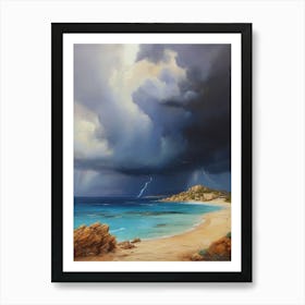 Lightning Storm On The Beach.6 Art Print