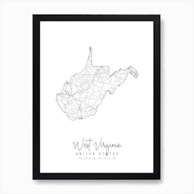 West Virginia Minimal Street Map Art Print