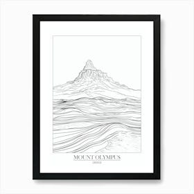 Mount Olympus Greece Line Drawing 6 Poster Art Print
