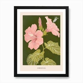 Pink & Green Hibiscus 1 Flower Poster Art Print