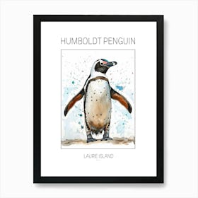 Humboldt Penguin Laurie Island Watercolour Painting 4 Poster Art Print