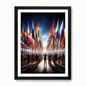 A Monumental Assembly Of Global Country Flags Arranged In A Harmonious Panorama Of Unity And Divers (1) Art Print