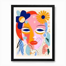 Floral Face Illustration 1 Art Print