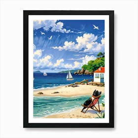 Dog On The Beach Art Print