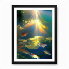 Kigoi Koi 1, Fish Monet Style Classic Painting Art Print