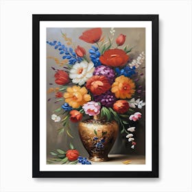 Flowers In A Vintage Vase Art Print Art Print