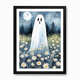 Sheet Ghost In A Field Of Flowers Painting (10) Art Print