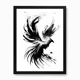 Phoenix Symbol 1 Black And White Painting Art Print