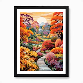 Atlanta Botanical Garden, Usa In Autumn Fall Illustration 2 Art Print