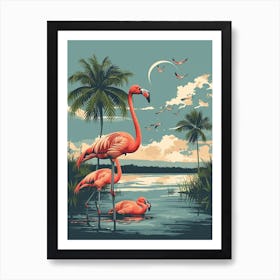 Greater Flamingo Kenya Tropical Illustration 7 Art Print