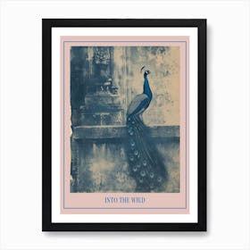 Peacock In A Church Abbey Cyanotype Inspired 1 Poster Art Print