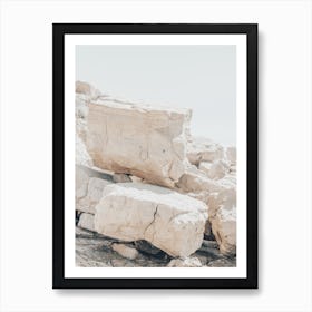 Neutral Beach Boulders Art Print