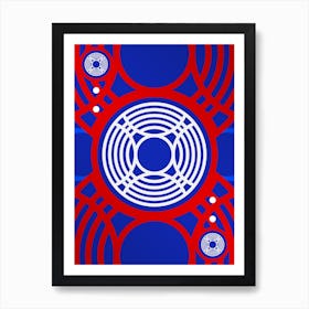 Geometric Glyph Abstract in White on Red and Blue Array n.0060 Art Print
