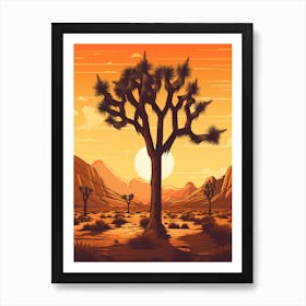  Retro Illustration Of A Joshua Tree At Sunset 3 Art Print