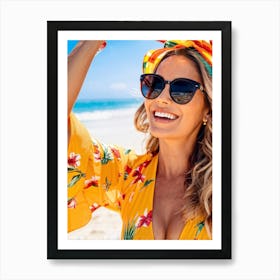 Happy Woman On The Beach 3 Art Print