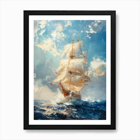 Sailing Ship In The Sea Art Print