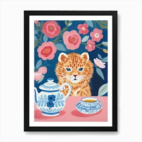 Animals Having Tea   Lion 3 Art Print