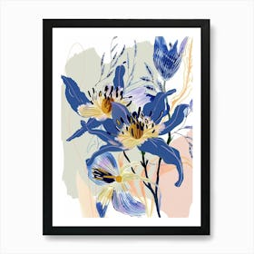 Colourful Flower Illustration Nigella Love In A Mist 4 Art Print