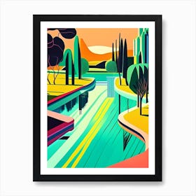 Lanes In Swimming Pool Landscapes Waterscape Midcentury 1 Art Print