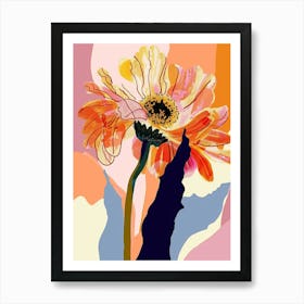 Colourful Flower Illustration Gerbera Daisy 1 Art Print