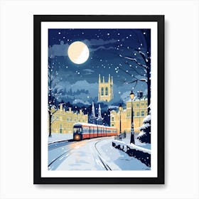 Winter Travel Night Illustration Bath United Kingdom 2 Art Print