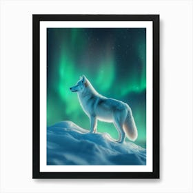 Wolf In The Snow. Generated with AI. Art Print 1 Affiche