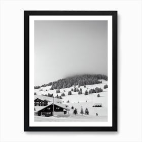 Obertauern, Austria Black And White Skiing Poster Art Print