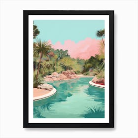 An Illustration In Pink Tones Of  Greens Pool Australia 3 Art Print