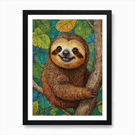 Sloth In The Tree 2 Art Print