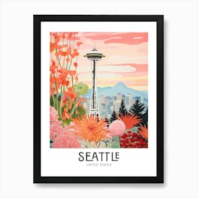 Seattle, United States Maximalist Travel Poster Vibrant Colour  Art Print