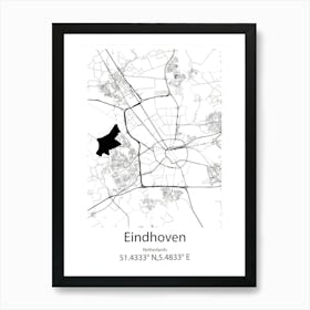 Eindhoven,Netherlands Minimalist Map Art Print