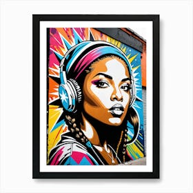 Graffiti Mural Of Beautiful Hip Hop Girl 29 Art Print