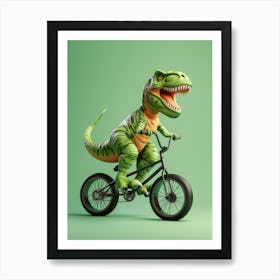 T-Rex Riding A Bike Art Print