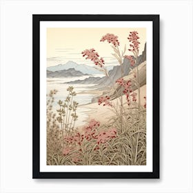 Fujibakama Japanese Silver Grass 2 Japanese Botanical Illustration Art Print
