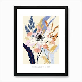 Colourful Flower Illustration Poster Nigella Love In A Mist 1 Art Print