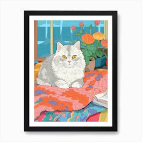 Cat On Crochet Bed 1 Art Print