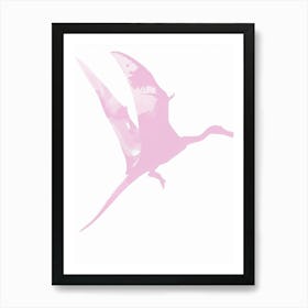 Pink Pterodactyl Dinosaur Silhouette 2 Art Print