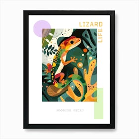 Forest Green Moorish Gecko Abstract Modern Illustration 2 Poster Art Print