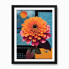 Surreal Florals Zinnia 3 Flower Painting Art Print