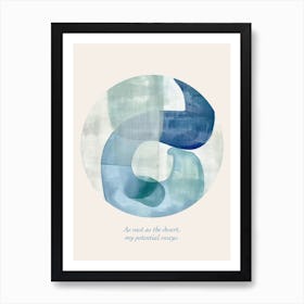 Affirmations As Vast As The Desert, My Potential Sways Blue Abstract Art Print