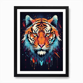 Tiger Art In Geometric Abstraction Style 3 Art Print