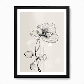 Line Art Orchids Flowers Illustration Neutral 4 Art Print