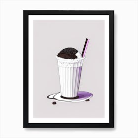 Oreo Milkshake Dairy Food Minimal Line Drawing Art Print