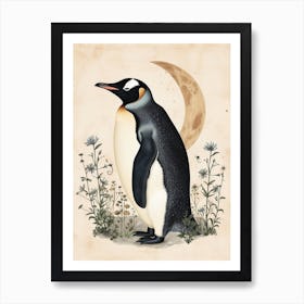 Adlie Penguin Half Moon Island Vintage Botanical Painting 2 Art Print