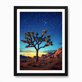 Joshua Tree With Starry Sky In Nat Viga Style 2 Art Print