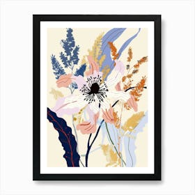 Colourful Flower Illustration Nigella Love In A Mist 1 Art Print