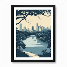 Duotone Illustration Zilker Metropolitan Park Austin Texas 1 Art Print