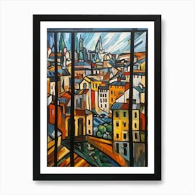 Window View Of Stockholm Sweden In The Style Of Cubism 2 Art Print