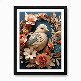 Bird In A Wreath 6 Art Print